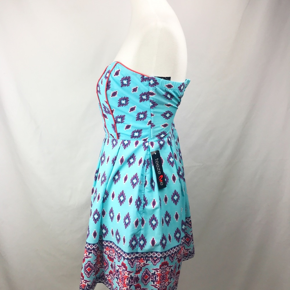 NWT Aztec Print Strapless Fit and Flare Dress - Picture 3 of 6